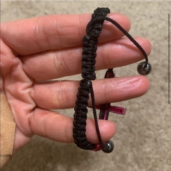 Pink and Black Sparkly Cross Adjustable Bracelet - Picture 2 of 5